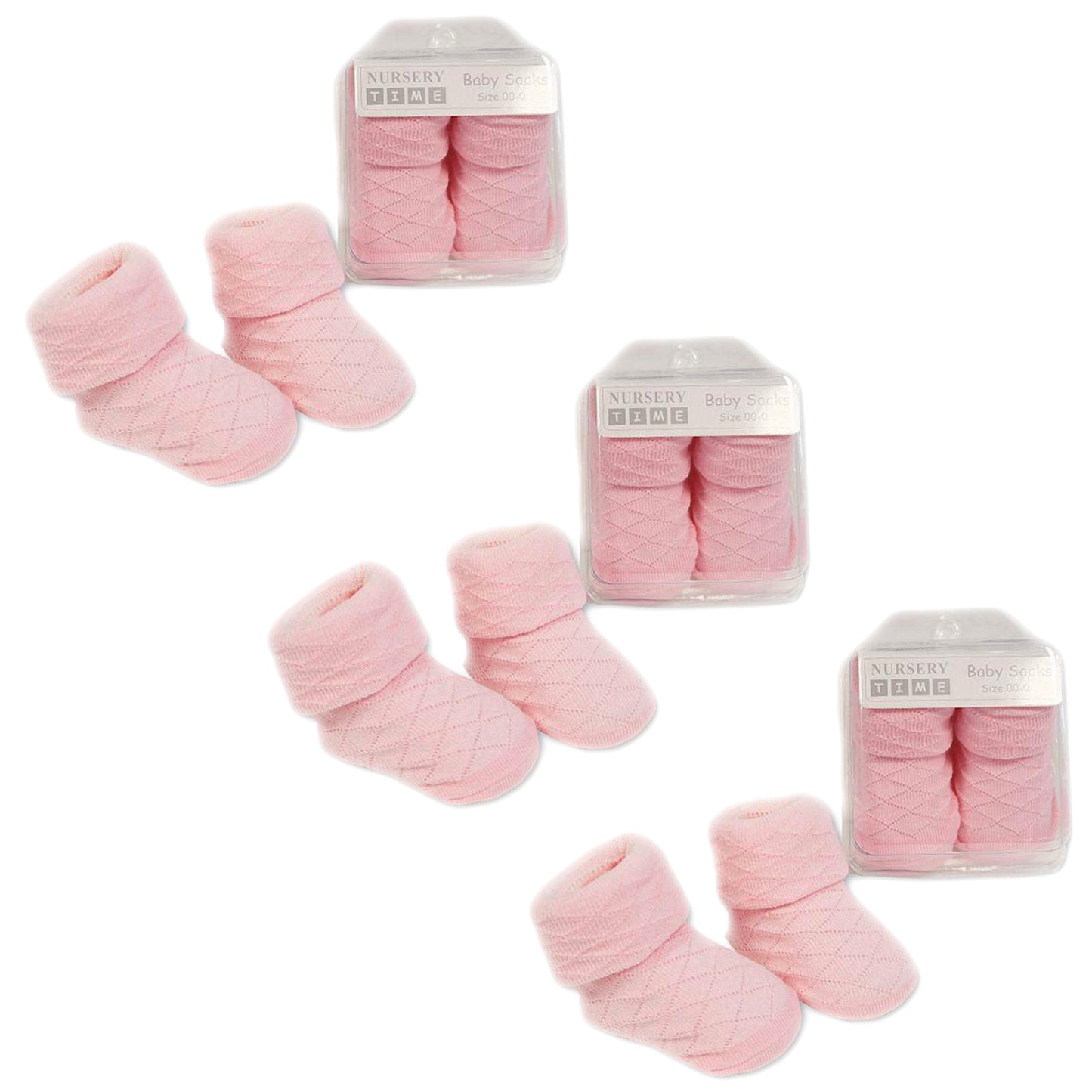 Baby Girls Perforated Diamond Ribbed Turnover Ankle Socks