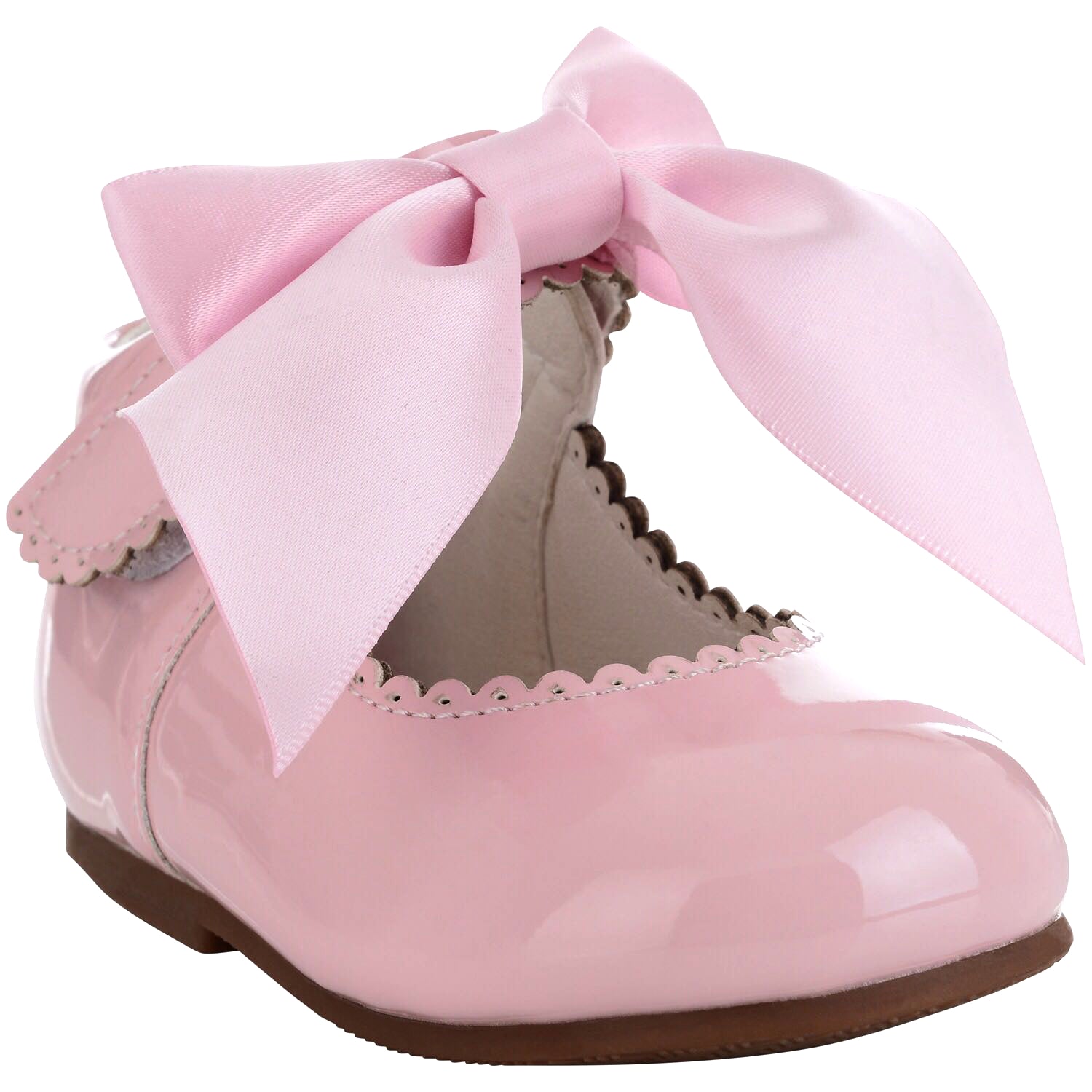 Girls Bridesmaids Bow Ribbon Party Shoes - Pink