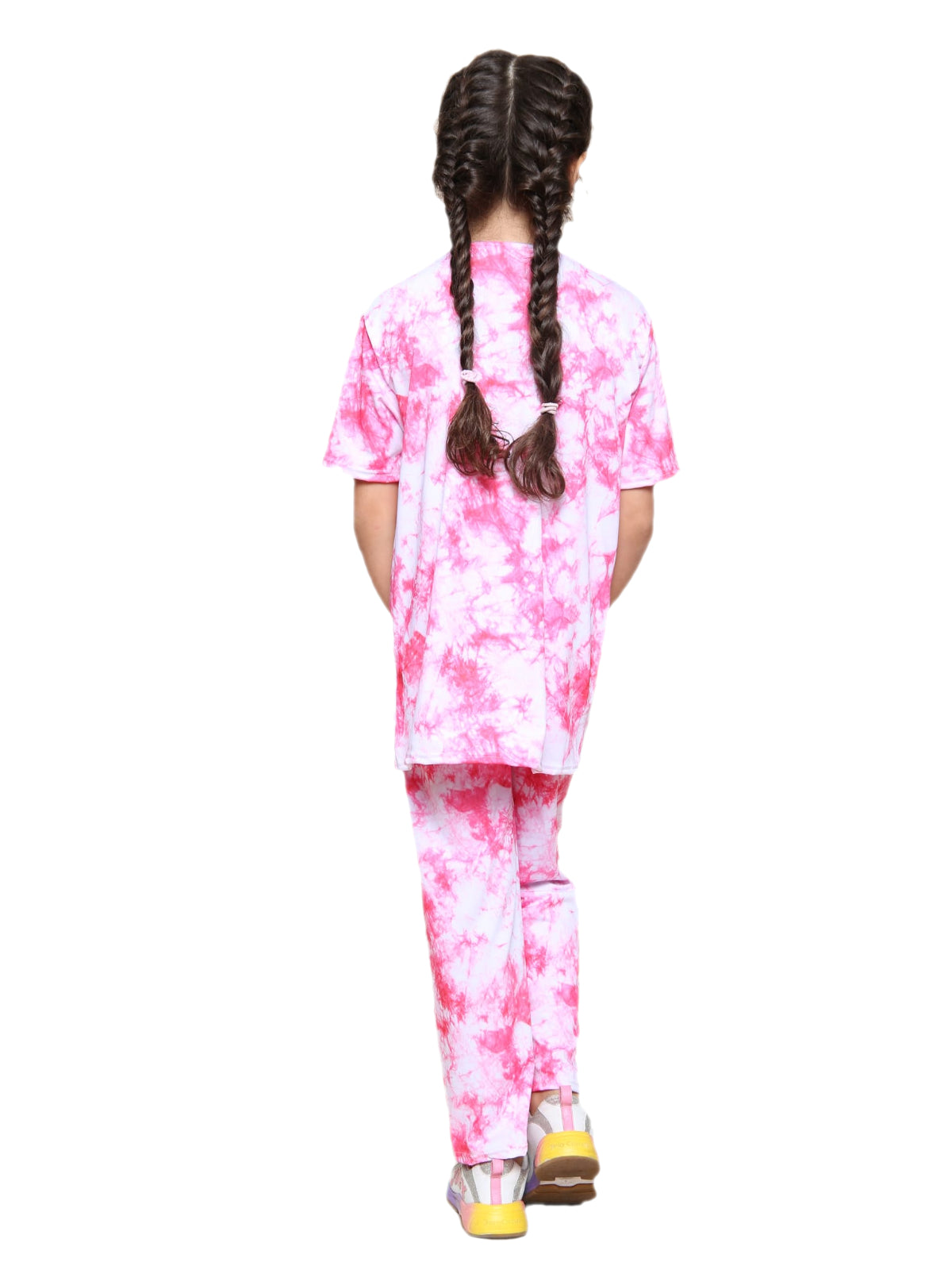 Girls Tie Dye Pyjamas T-Shirt and Leggings Set - Pink