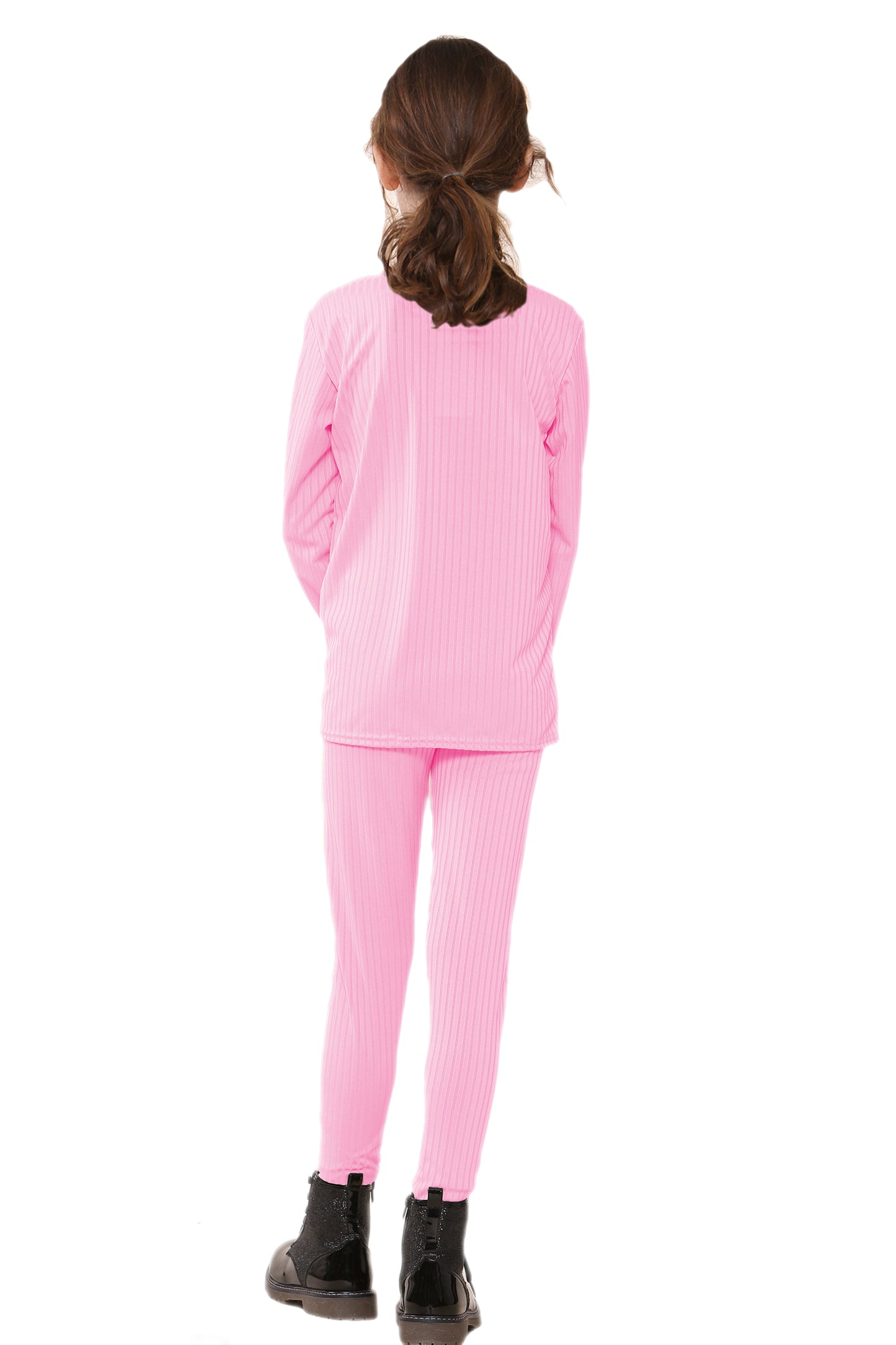 Girls Ribbed Tracksuit Loungewear Outfits