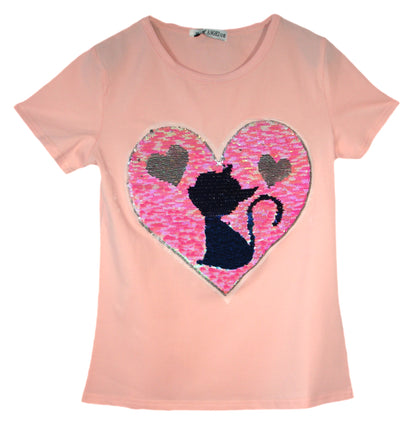 Girls Animal Sequin T-Shirts