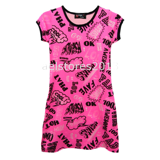 Girls Comic Bodycon Neon Midi Dress