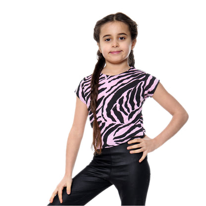Girls Zebra Neon Crop Tops