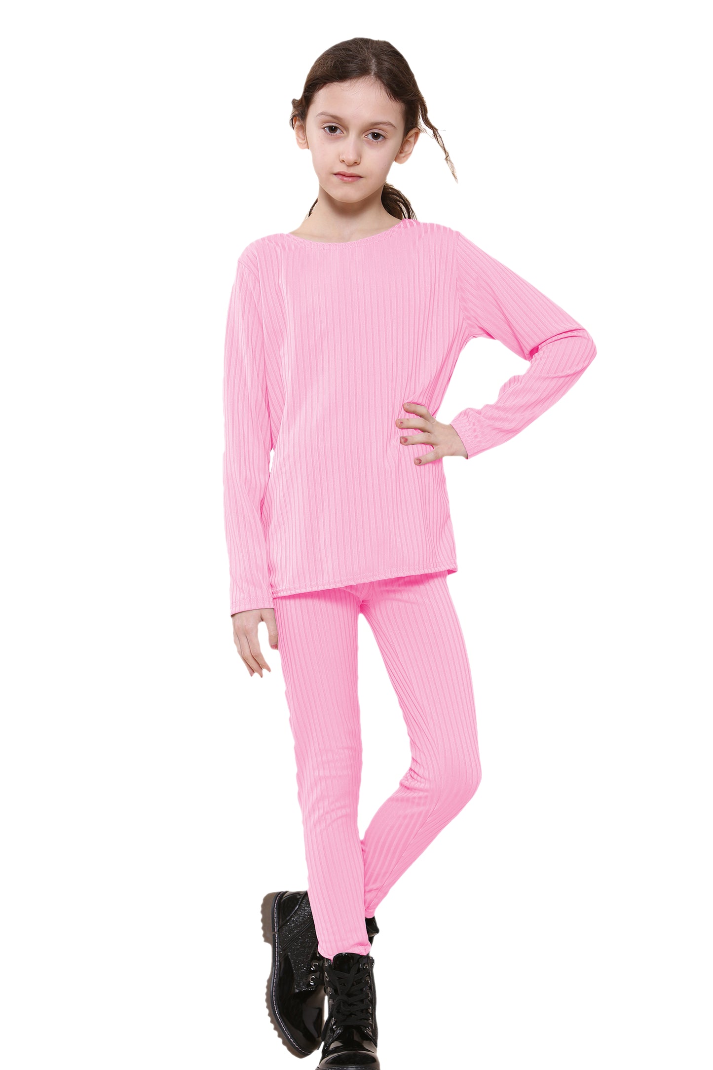 Girls Ribbed Tracksuit Loungewear Outfits