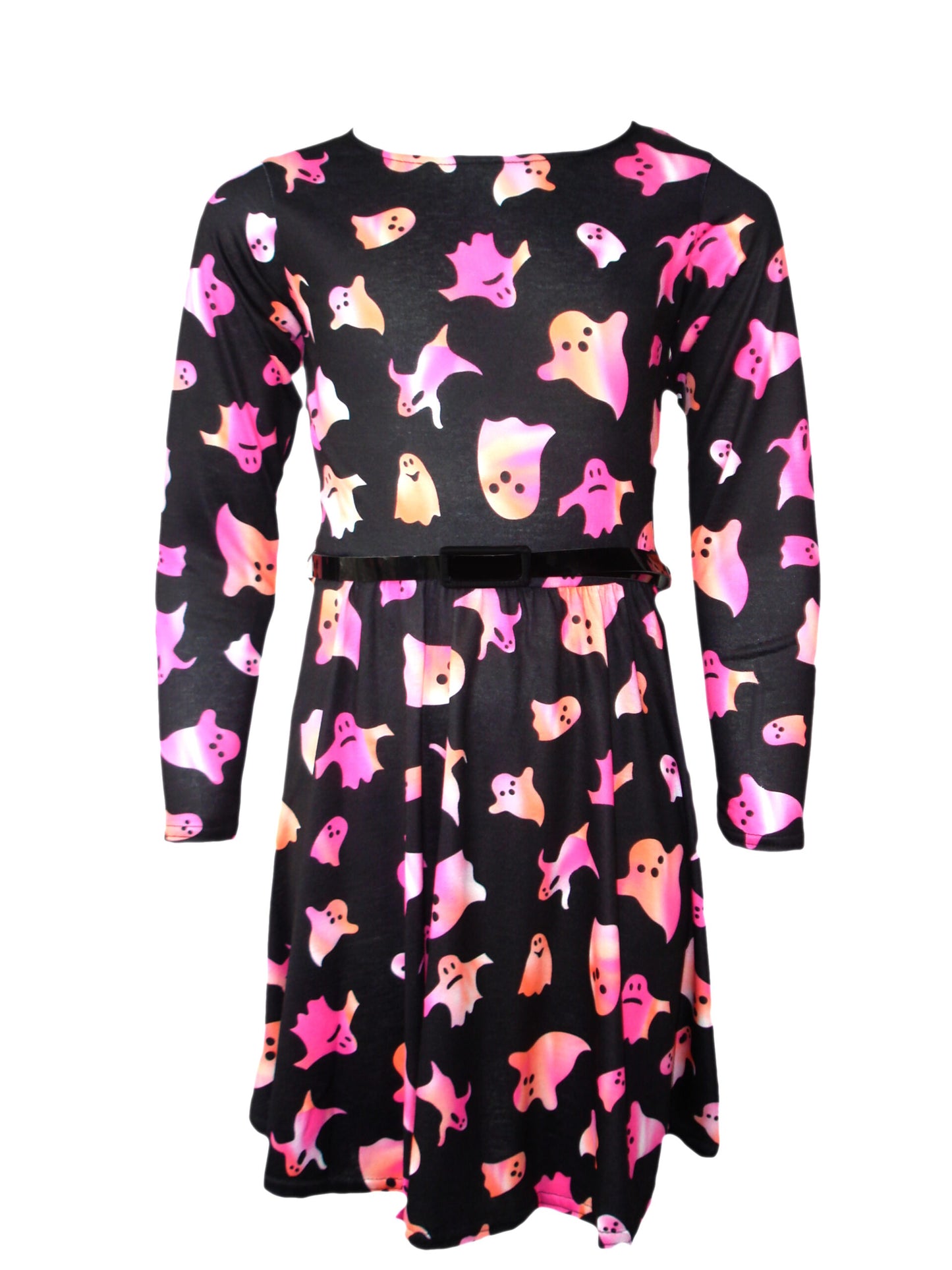 Girls Halloween Skater Dress - Pink Ghosts