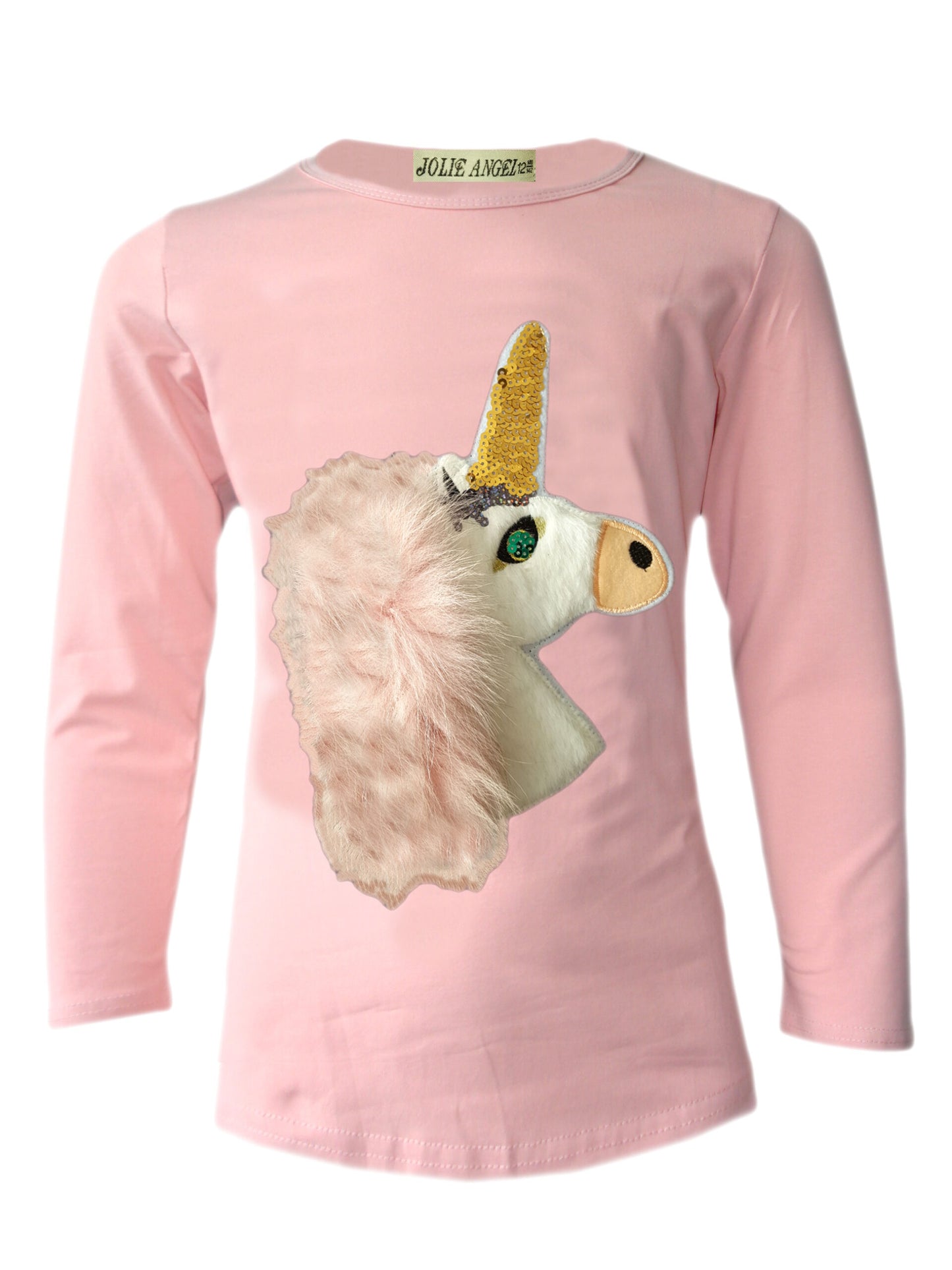 Girls Unicorn Fur Sequin Tunic Tops