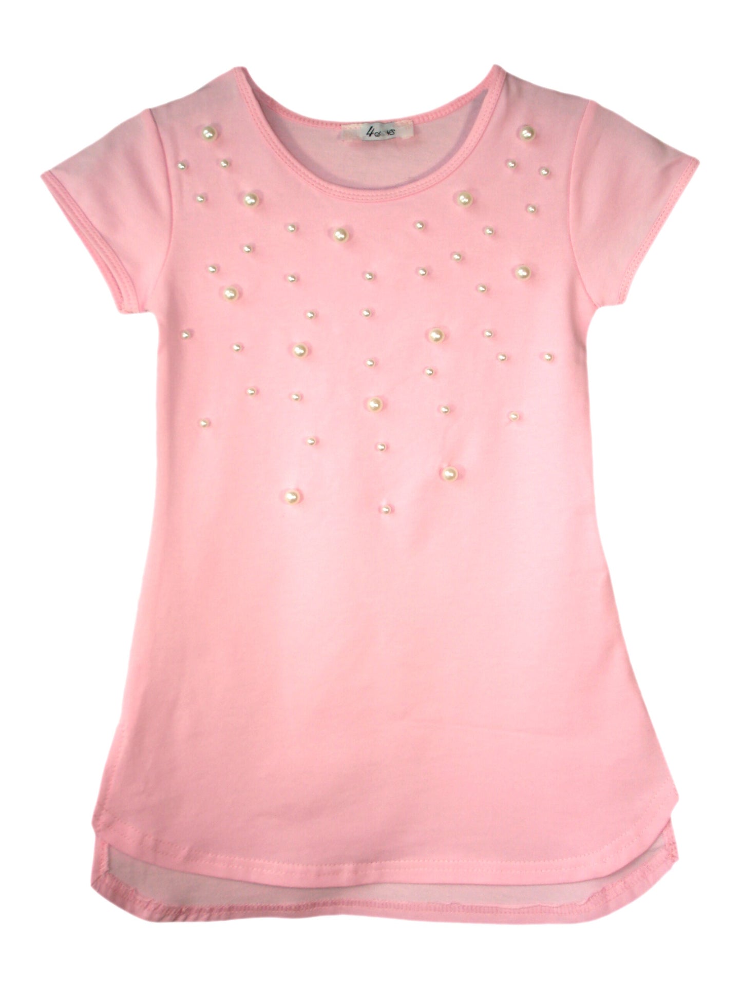 Girls Cat, Roses & Pearls Long T-Shirt Mini Dress