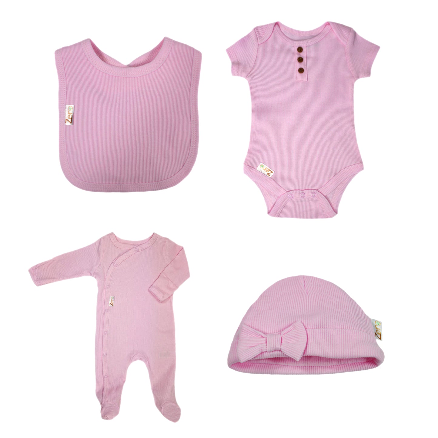 Baby Bodysuit Ribbed Sleepsuit Beanie Hat Bib