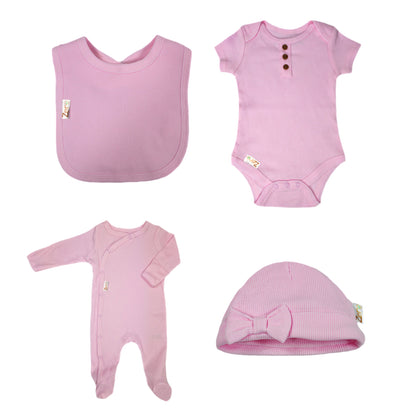 Baby Bodysuit Ribbed Sleepsuit Beanie Hat Bib