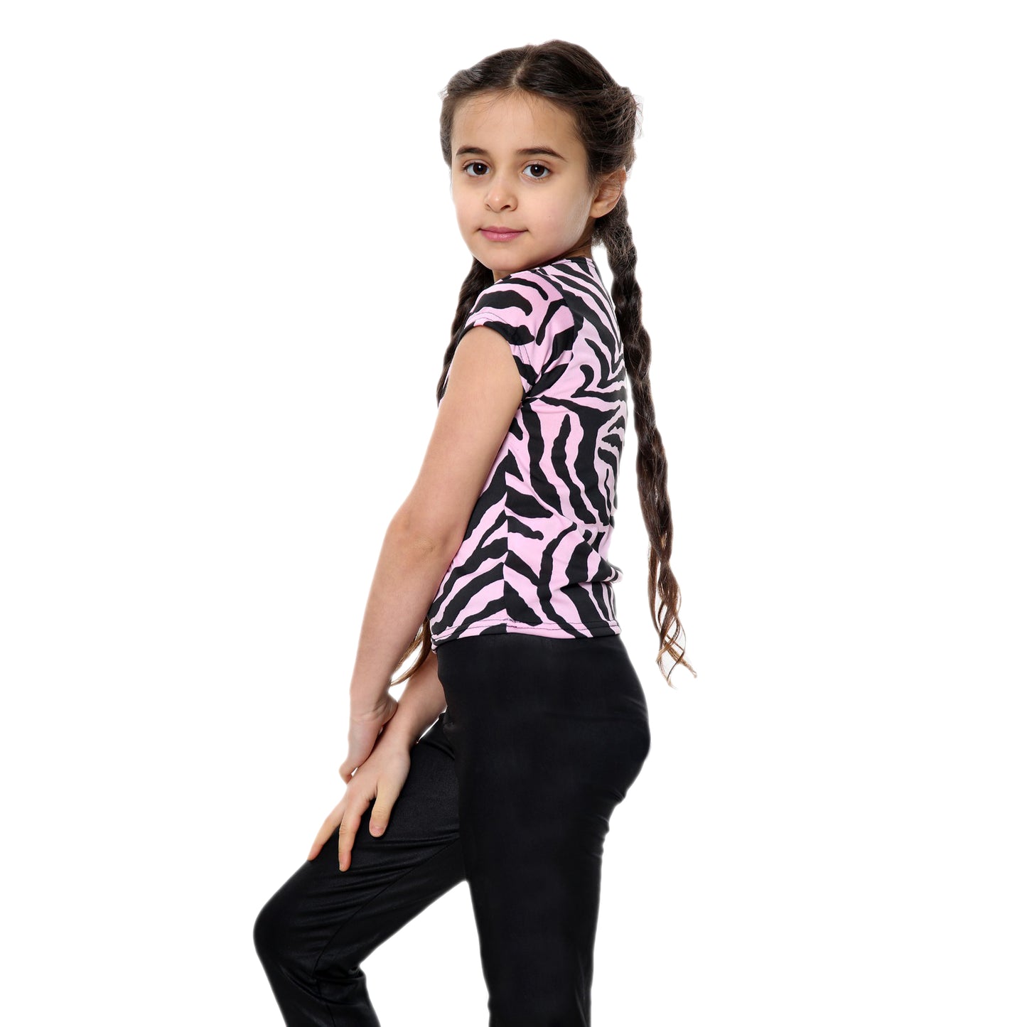 Girls Zebra Neon Crop Tops