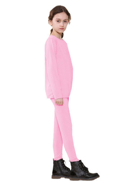 Girls Ribbed Tracksuit Loungewear Outfits