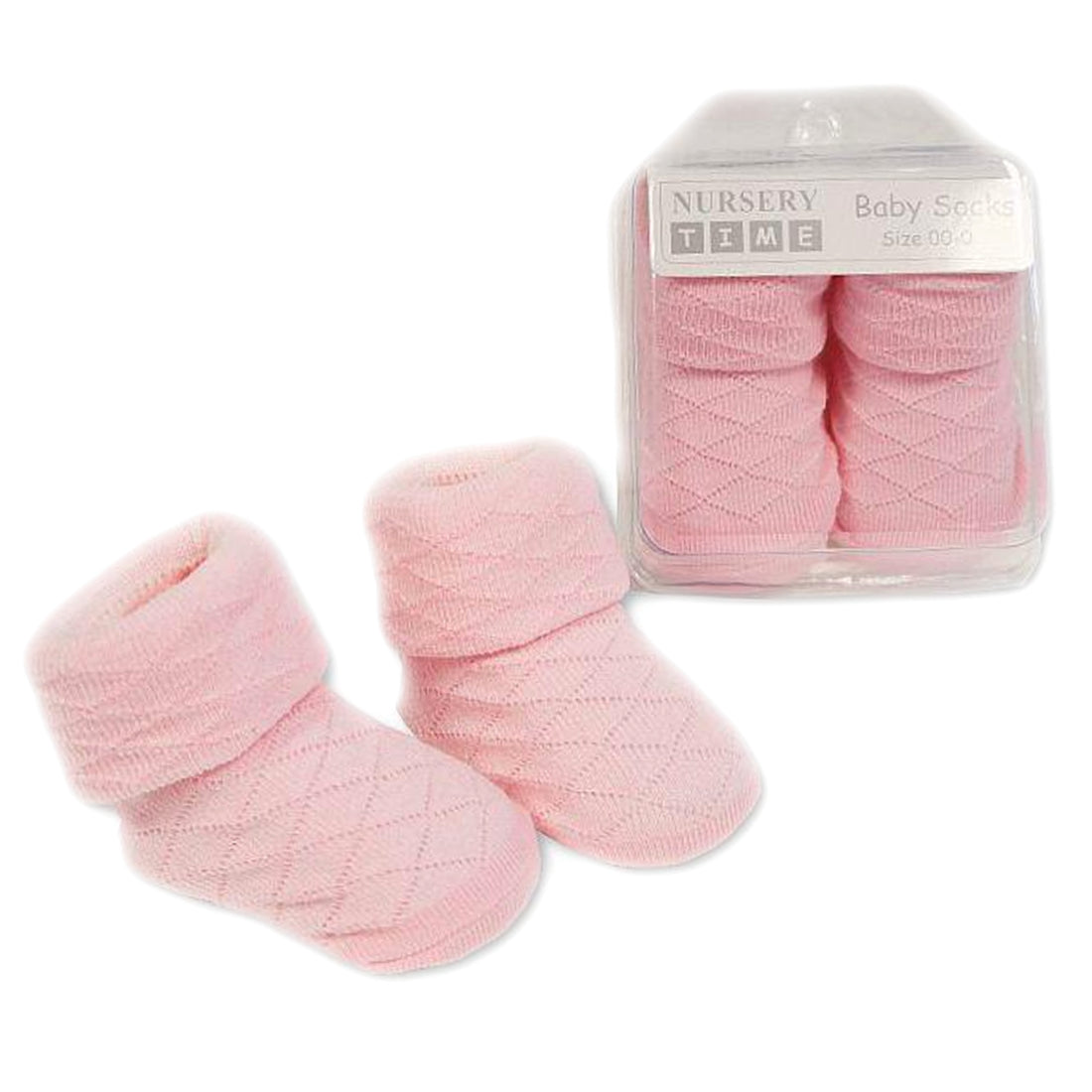 Baby Girls Perforated Diamond Ribbed Turnover Ankle Socks