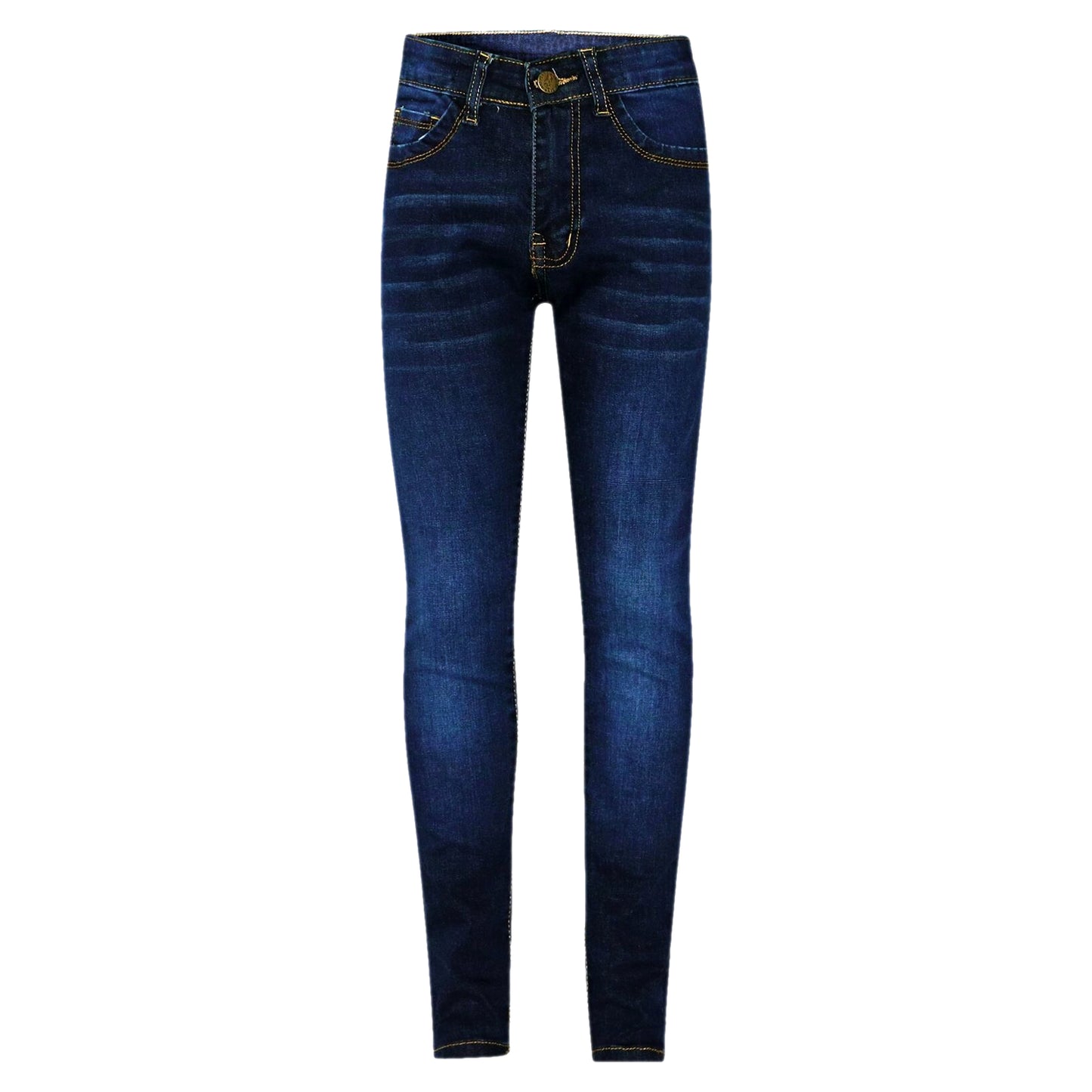 Girls Denim Ripped Skinny Jeans - Plain Dark Blue
