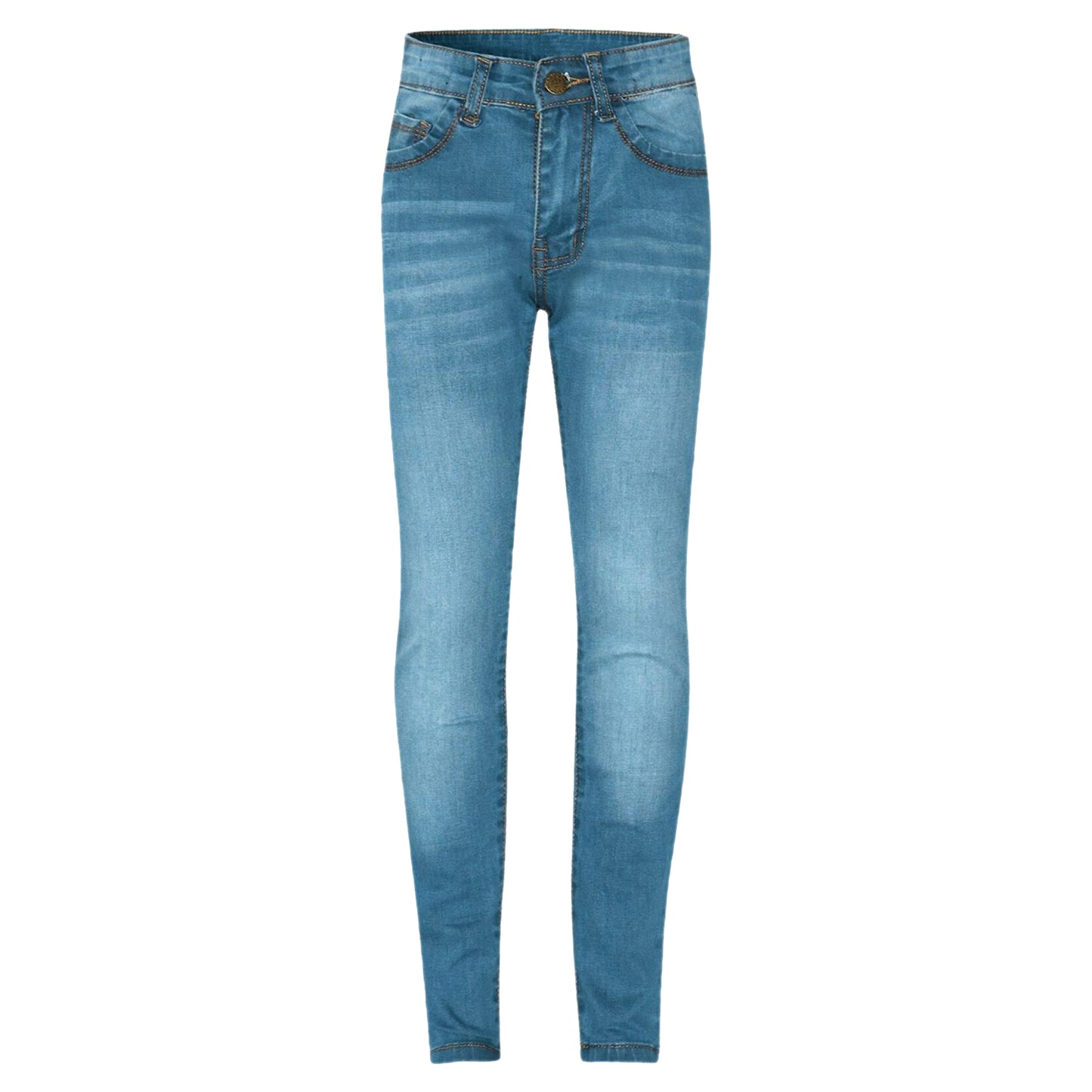 Girls Denim Ripped Skinny Jeans - Plain Stone Wash