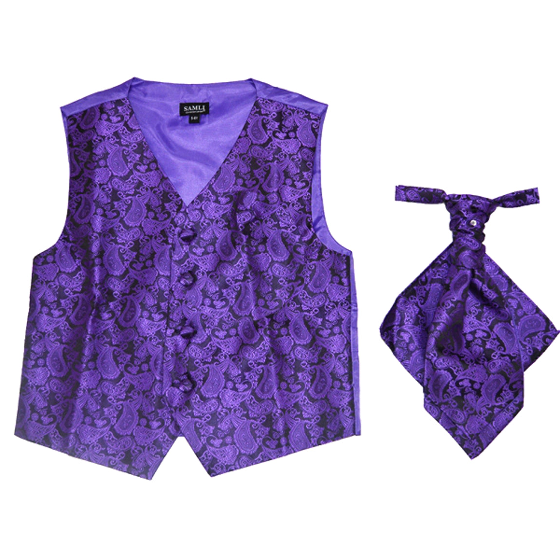 Boys 2 Piece Paisley Waistcoat Cravat Set