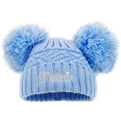 Baby Knitted Pom Pom Hat Boy Girl Winter Bobble Mummy Daddy Prince Princess 0-12