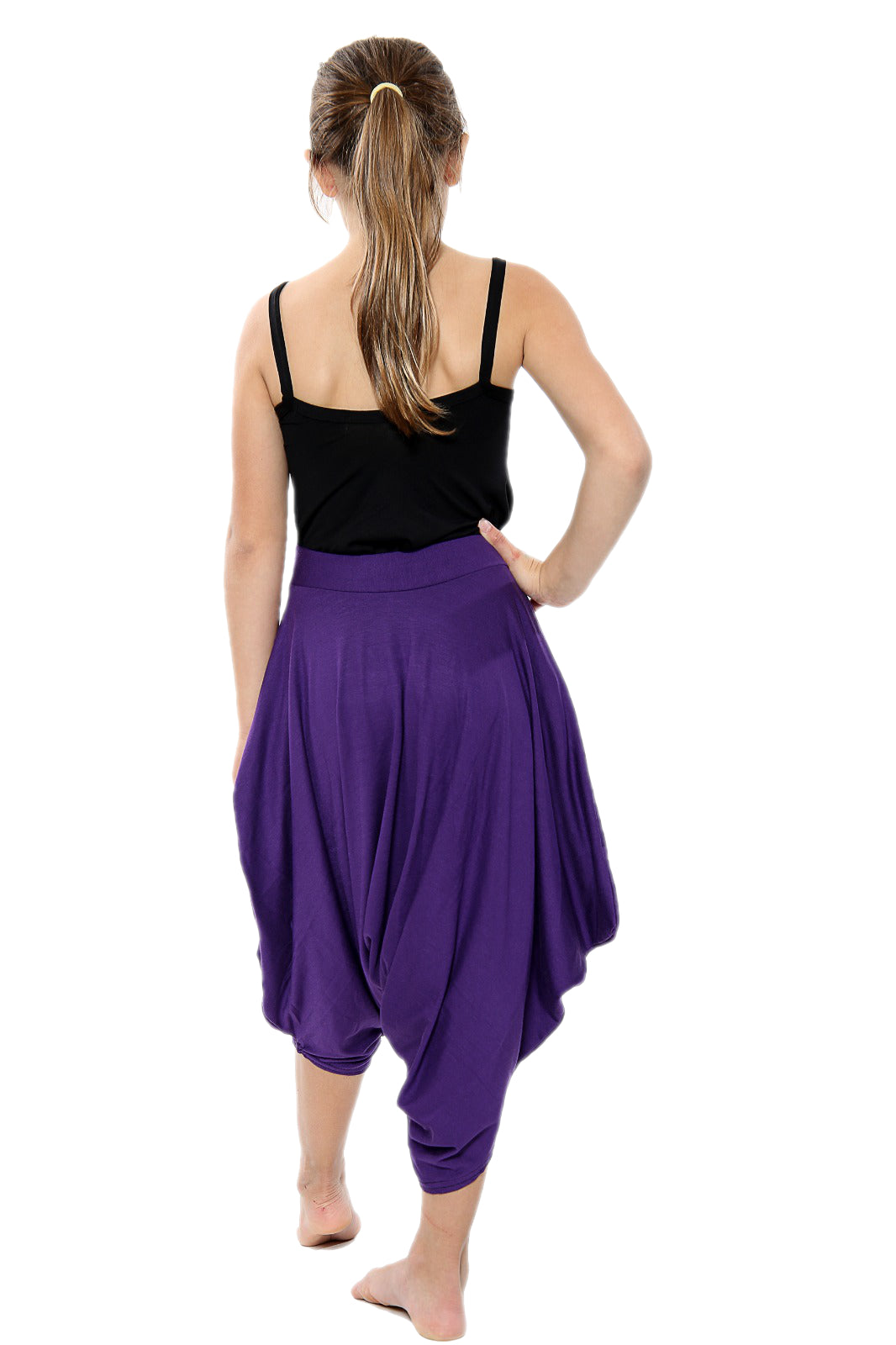 Girls Draping Romper Skirt - Purple