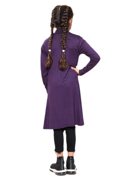 Girls Long Boyfriend Cardigan - Purple