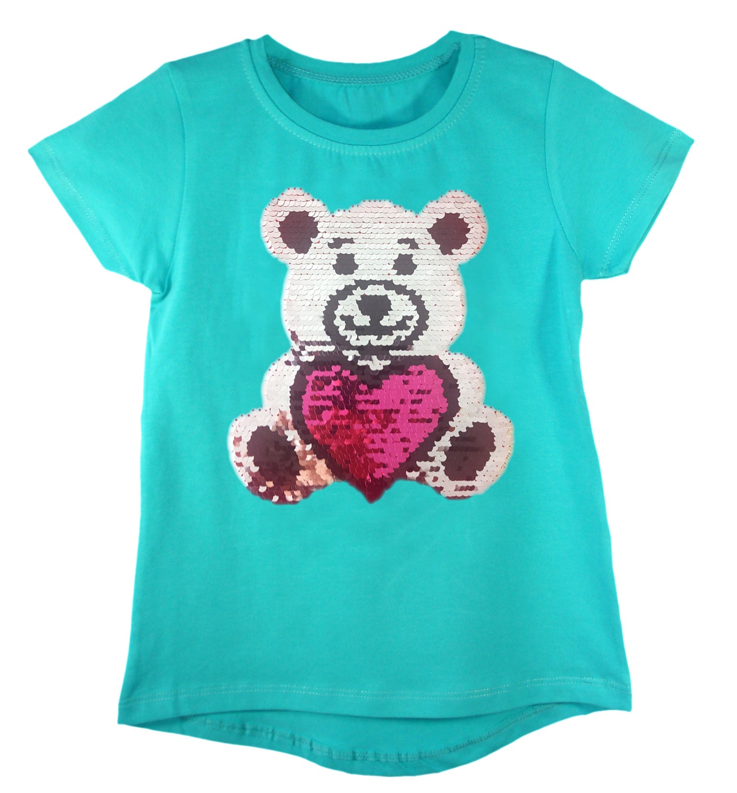 Girls Shiny Sequin Face T-Shirt