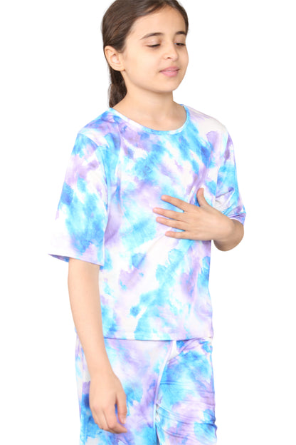 Girls Tie Dye Pyjamas T-Shirt and Trouser Set