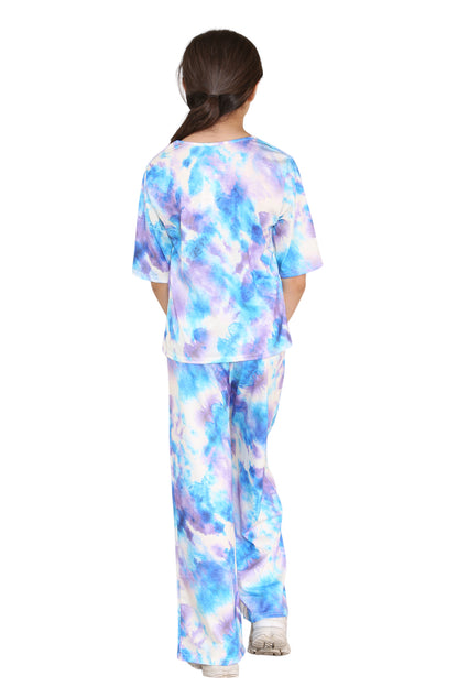 Girls Tie Dye Pyjamas T-Shirt and Trouser Set