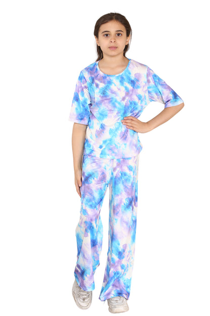 Girls Tie Dye Pyjamas T-Shirt and Trouser Set