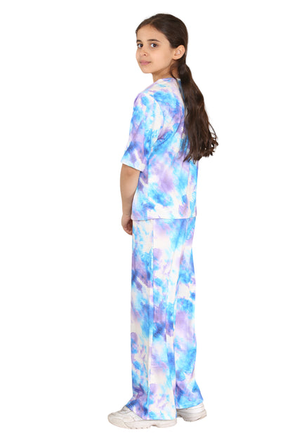 Girls Tie Dye Pyjamas T-Shirt and Trouser Set