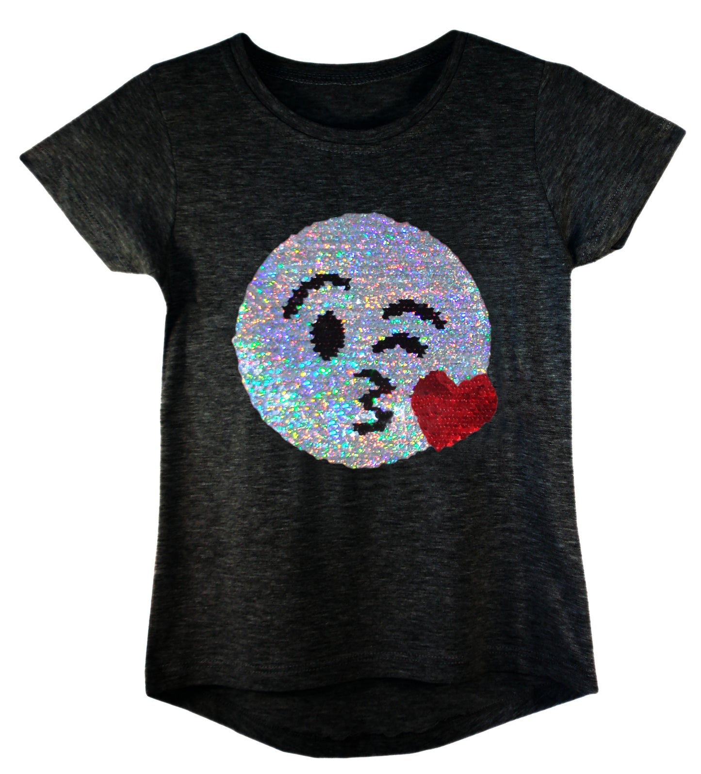 Girls Shiny Sequin Face T-Shirt