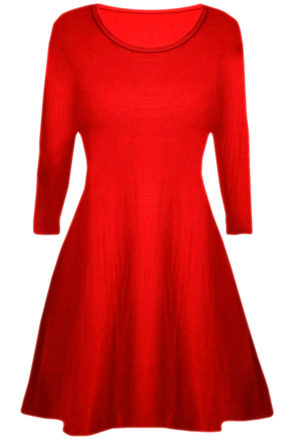 Girls Plain Swing Dress - Red
