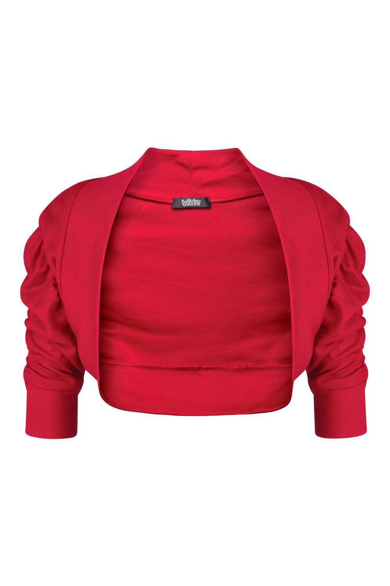 Girls Ruched Sleeve Bolero - Red