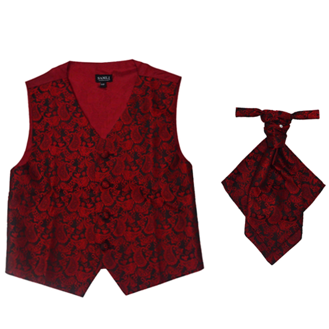 Boys 2 Piece Paisley Waistcoat Cravat Set