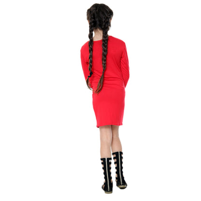 Girls Long Sleeve Bodycon Midi Dress - Red