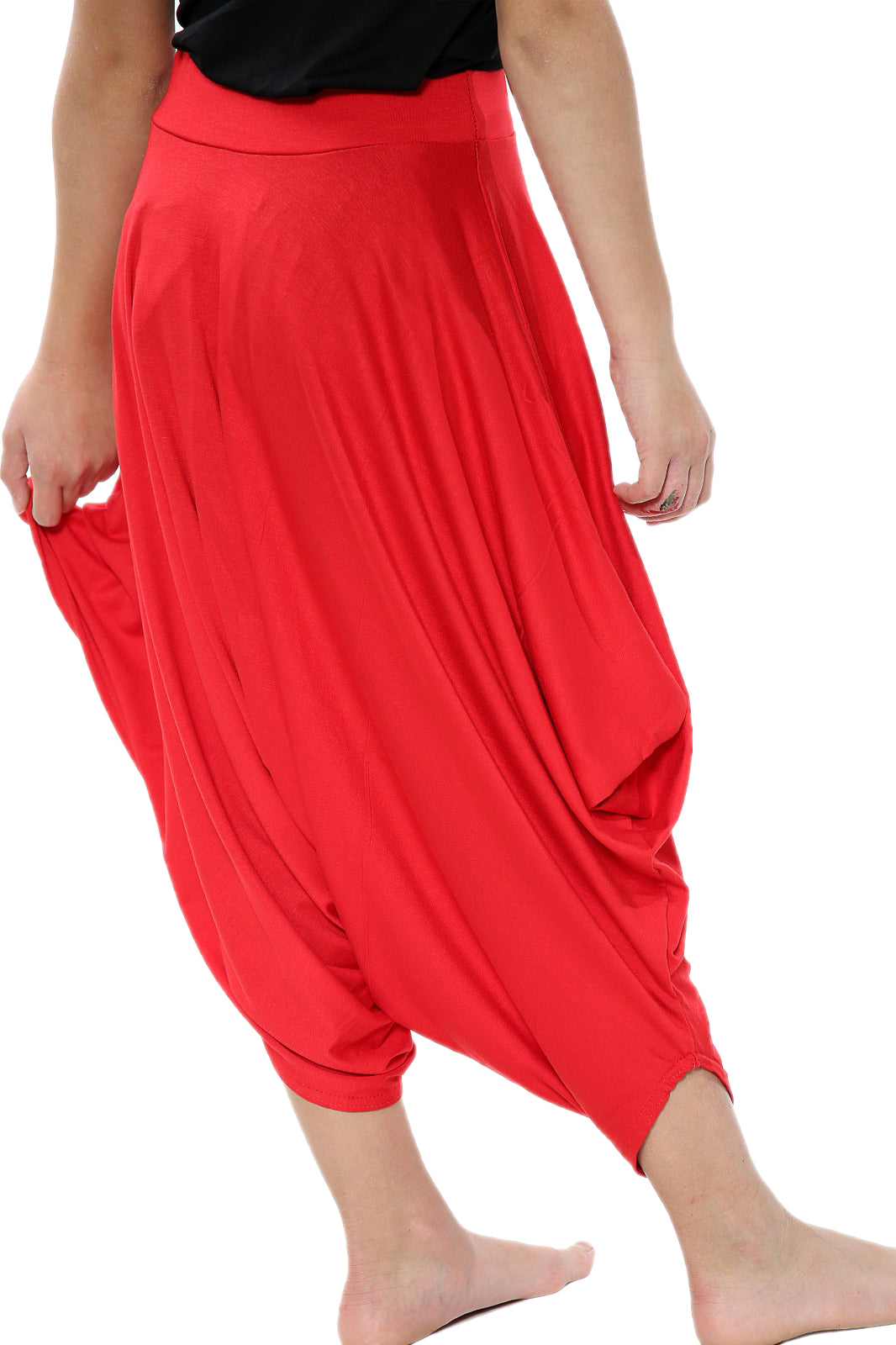 Girls Draping Romper Skirt - Red