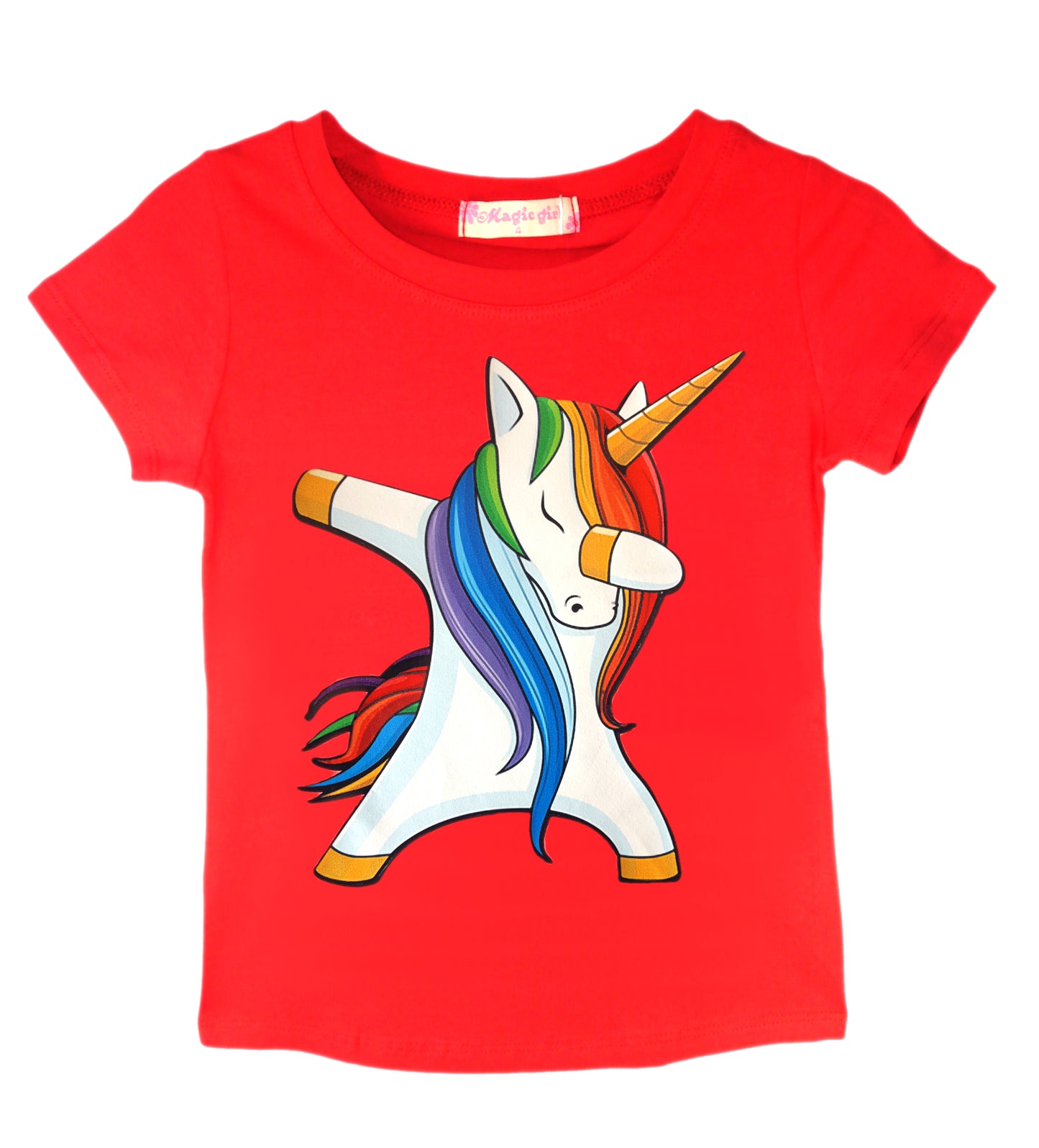 Girls Dab Unicorn T-Shirt - White Dab