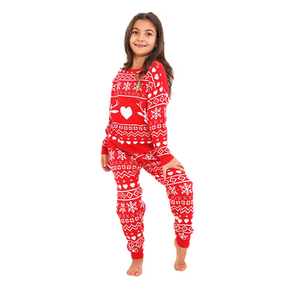 Girls Christmas Fairisle Jacquard Pyjama Set