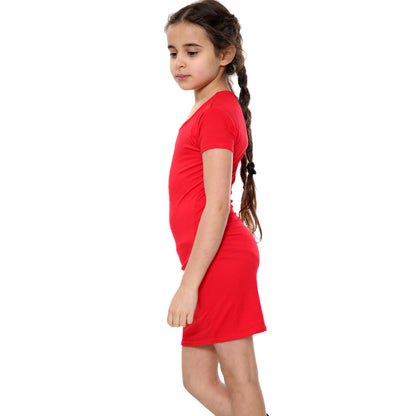 Girls Bodycon Midi Plain Dress - Red