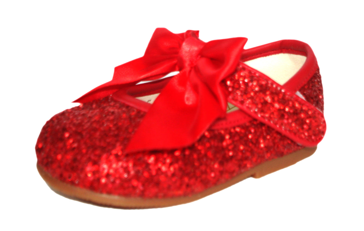 Baby Girls Bow Ribbon Glitter Party Shoes