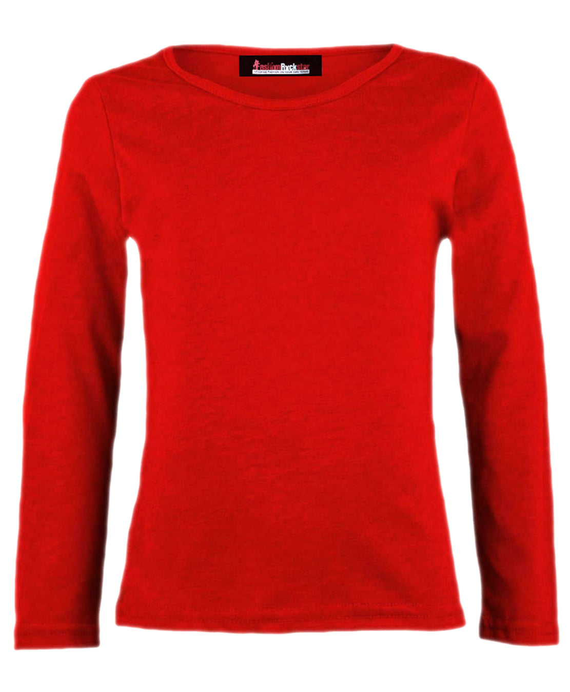 Girls Basic Long Sleeve Tops - Red