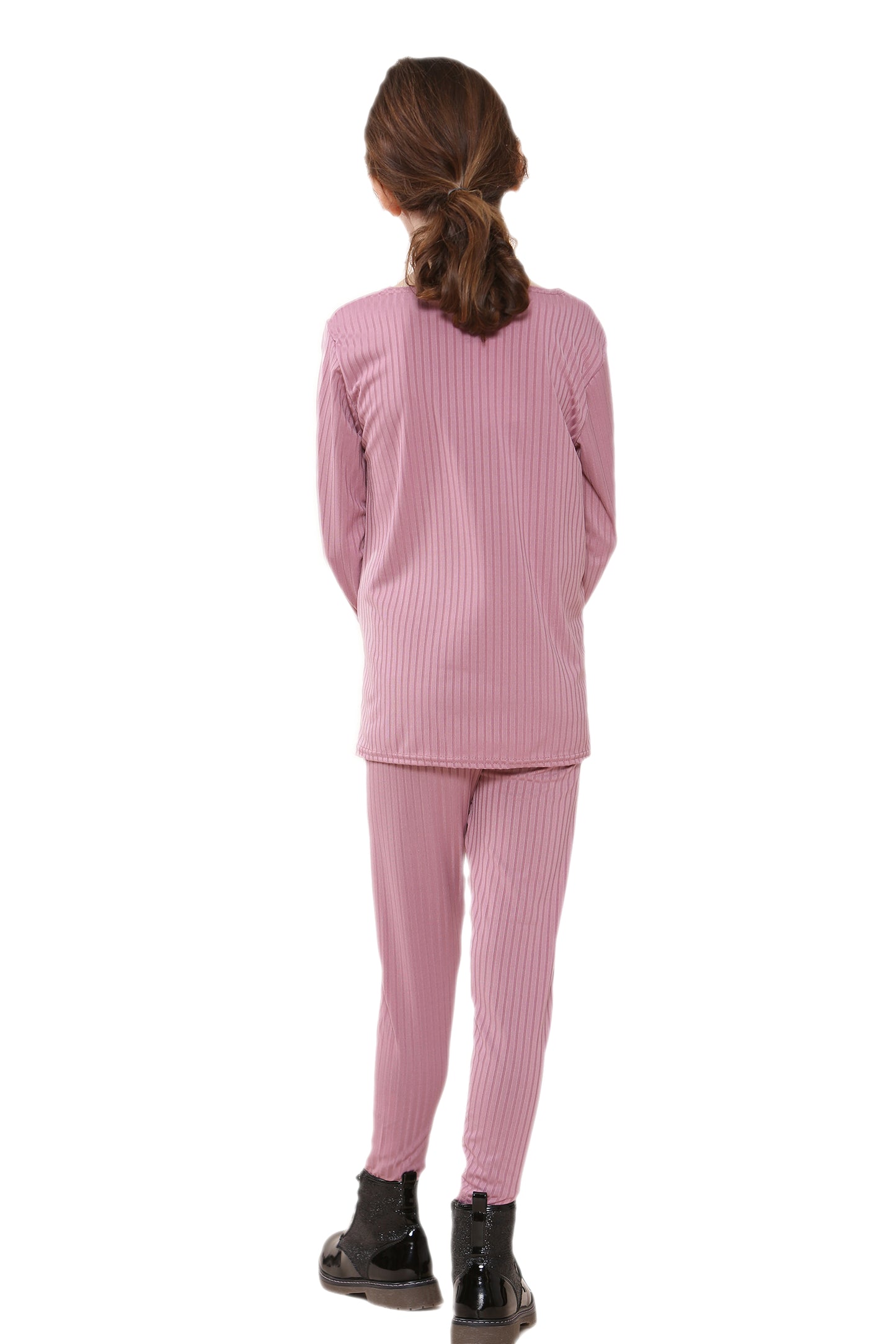 Girls Ribbed Tracksuit Loungewear Outfits