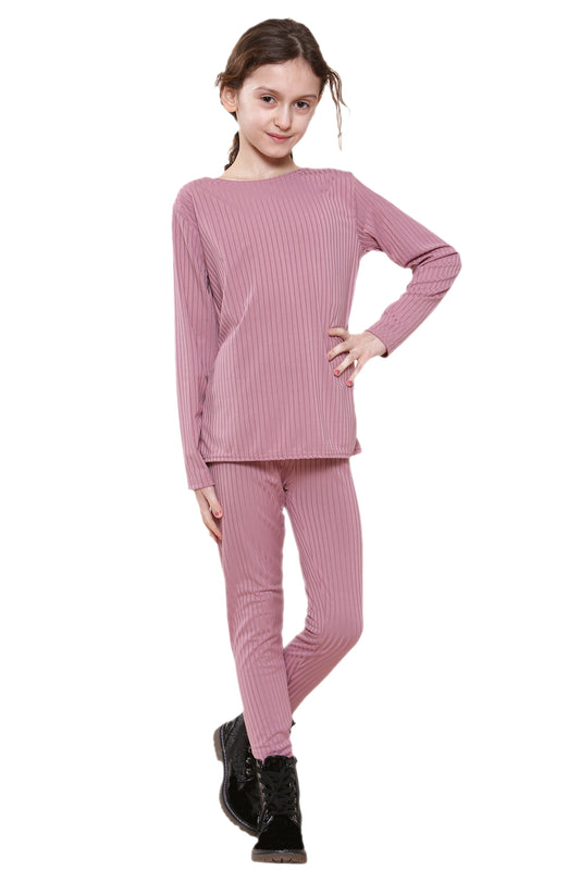 Girls Ribbed Tracksuit Loungewear Outfits