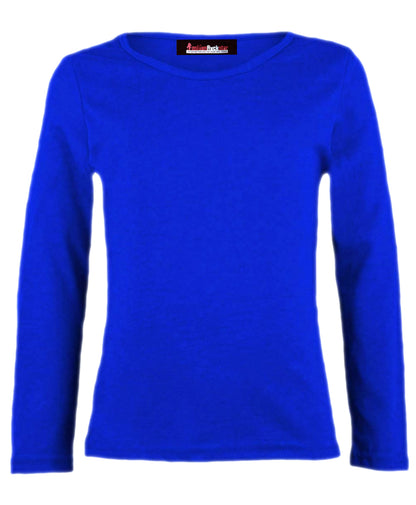 Girls Basic Long Sleeve Tops - Royal Blue