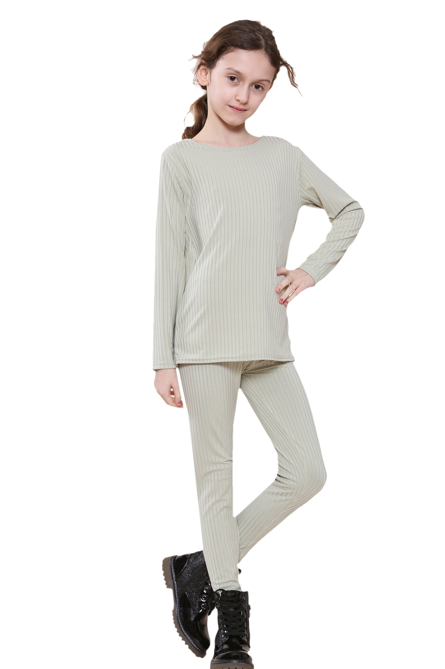 Girls Ribbed Tracksuit Loungewear Outfits