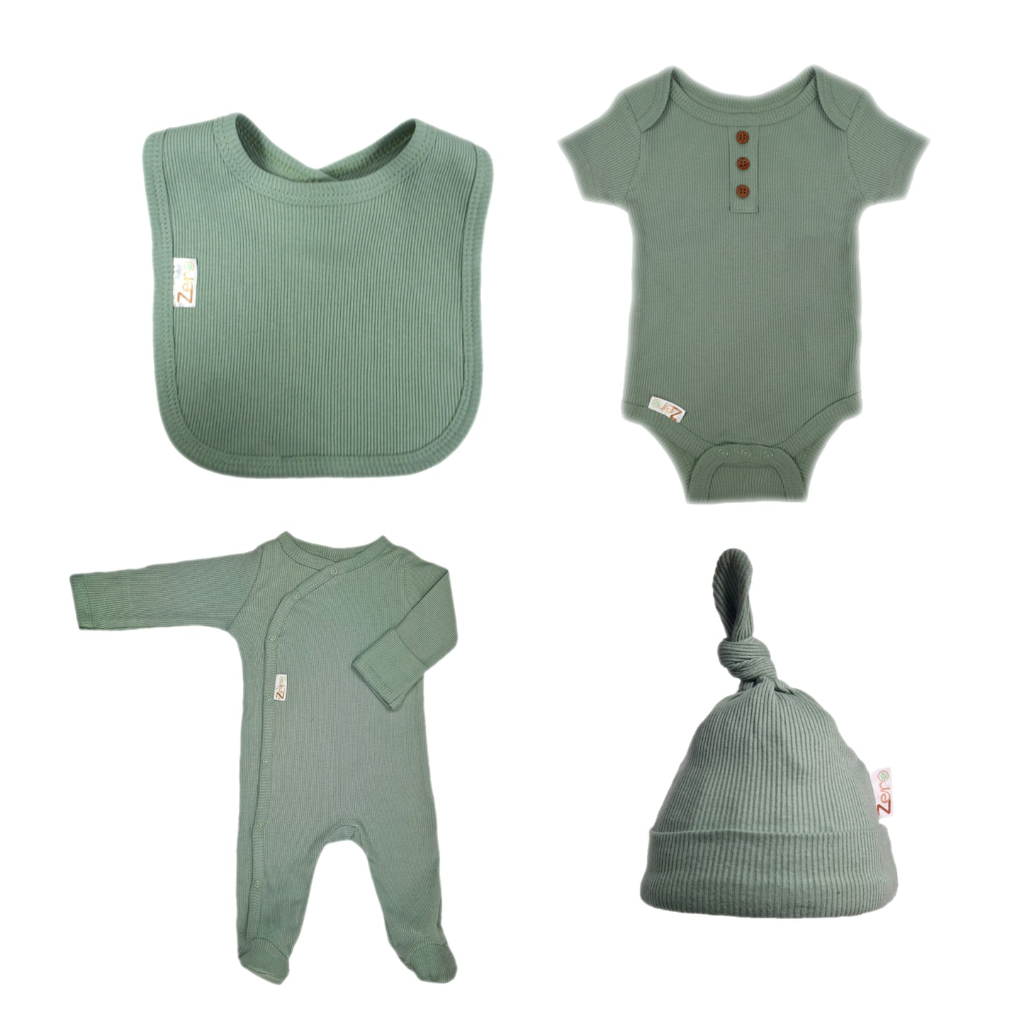 Baby Bodysuit Ribbed Sleepsuit Beanie Hat Bib