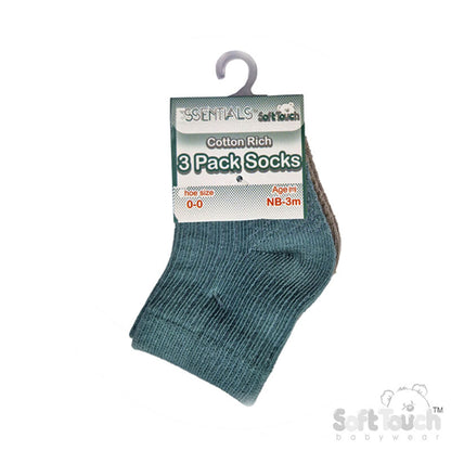 Baby Socks 3 Pack Unisex Baby Boys Girls Turnover Socks