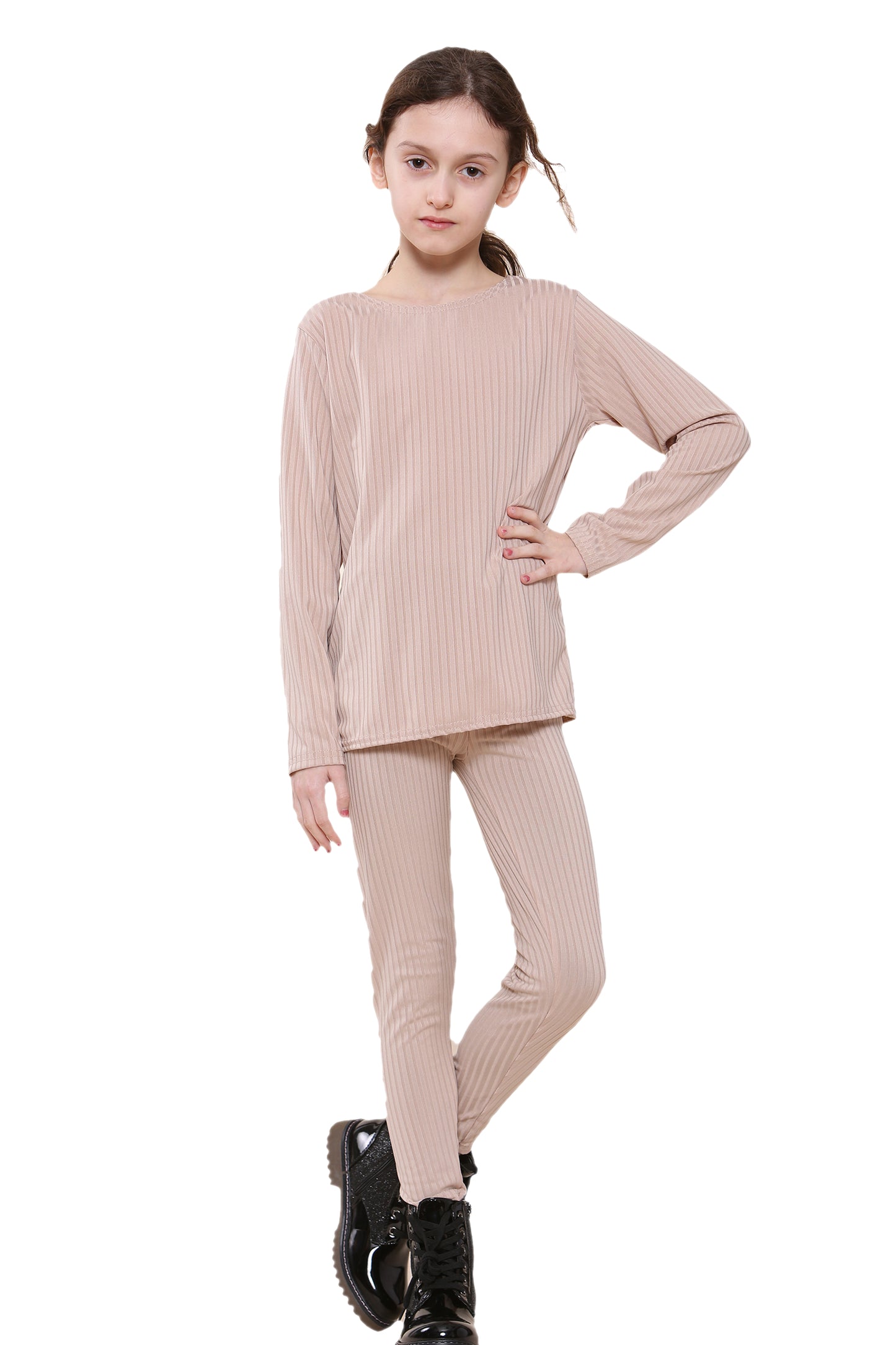 Girls Ribbed Tracksuit Loungewear Outfits