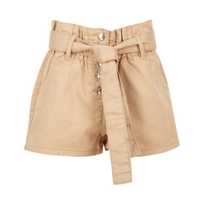 Girls Paperbag Denim Sand Shorts
