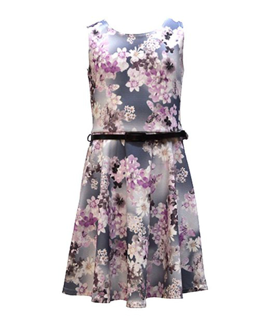 Girls Patterned Skater Dress - Flower