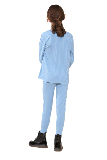 Girls Ribbed Tracksuit Loungewear Outfits