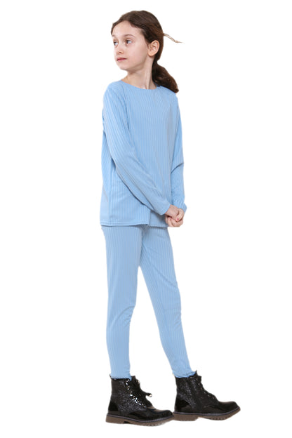 Girls Ribbed Tracksuit Loungewear Outfits