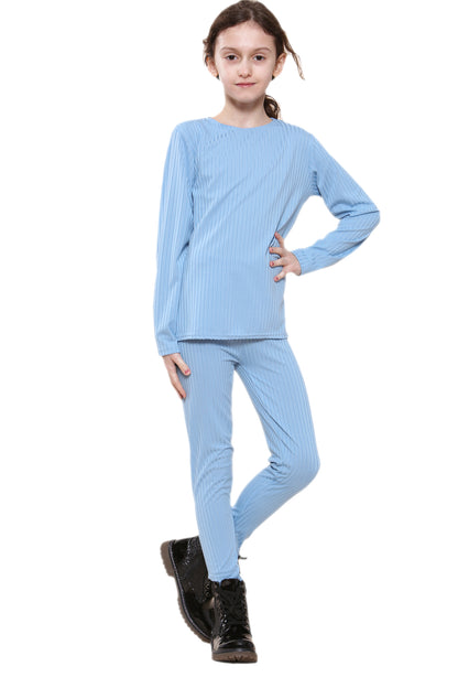 Girls Ribbed Tracksuit Loungewear Outfits